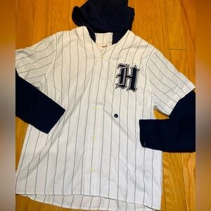 Hollister Baseball Jersey Hoodie Size Large Blue and White H New Without Tags